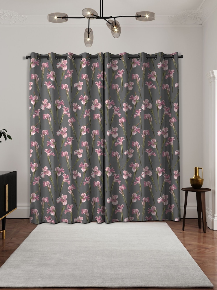 Ted Baker Pink Charcoal Wild Iris Made to Measure Curtains - Image 2 of 9 Ted Baker Pink Charcoal Wild Iris Made to Measure Curtains - Image 2 of 9