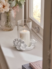 White Magnolia Flower Hurricane Candle Holder - Image 1 of 4