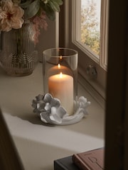 White Magnolia Flower Hurricane Candle Holder - Image 2 of 4