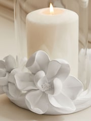 White Magnolia Flower Hurricane Candle Holder - Image 3 of 4