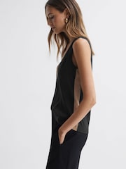 Reiss Nude/Black Pippa Silk Front Colourblock Vest - Image 1 of 5