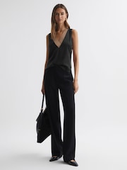Reiss Nude/Black Pippa Silk Front Colourblock Vest - Image 3 of 5