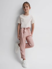 Reiss Pink Joanie 9-14 yrs Paper Bag Cargo Trousers - Image 1 of 5