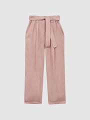 Reiss Pink Joanie 9-14 yrs Paper Bag Cargo Trousers - Image 2 of 5