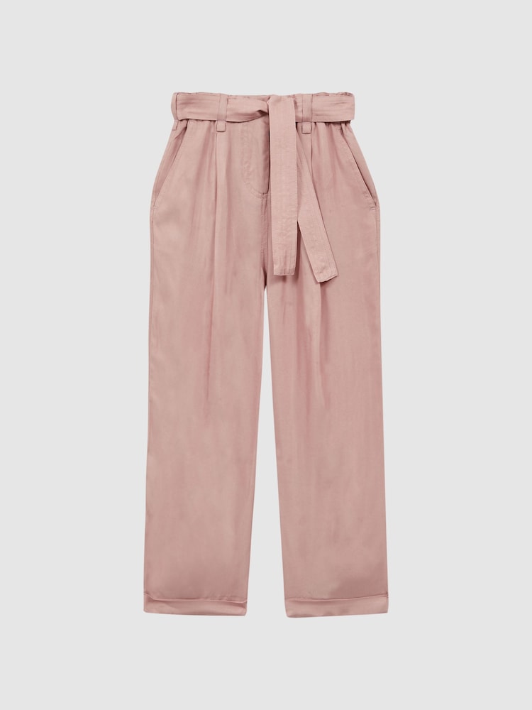 Reiss Pink Joanie 9-14 yrs Paper Bag Cargo Trousers - Image 2 of 5