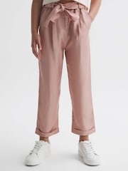 Reiss Pink Joanie 9-14 yrs Paper Bag Cargo Trousers - Image 3 of 5