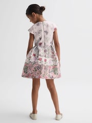 Reiss Pink Tammy 4-9 yrs Scuba Floral Printed Dress - Image 5 of 6