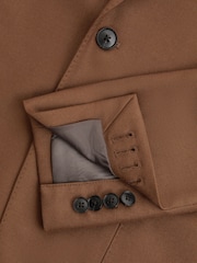 Reiss Tobacco Venue Slim Fit Wool Blend Single Breasted Blazer - Image 6 of 6