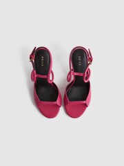 Reiss Bright Pink Harper Leather Strappy Heels - Image 3 of 5