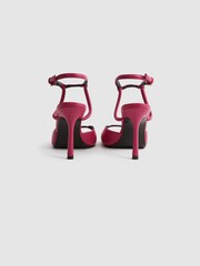 Reiss Bright Pink Harper Leather Strappy Heels - Image 5 of 5