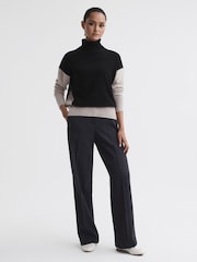 Reiss Stone/Black Alexis Wool Blend Roll Neck Jumper - Image 3 of 5