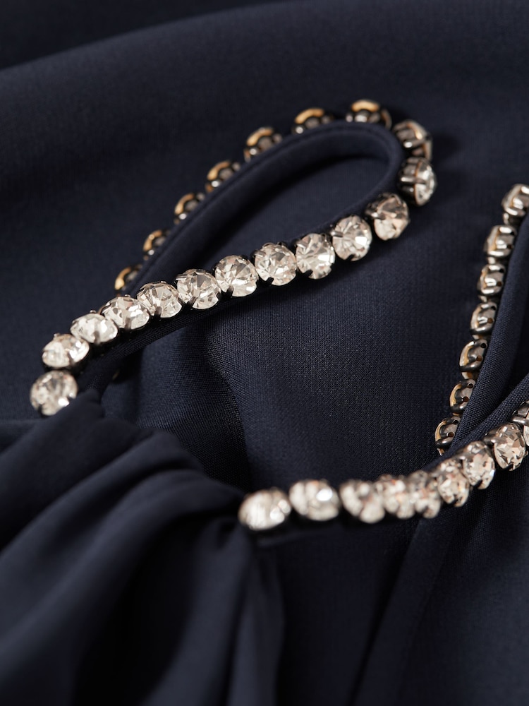 Reiss Navy Justine Halston Embellished Strap Mini Dress - Image 6 of 6