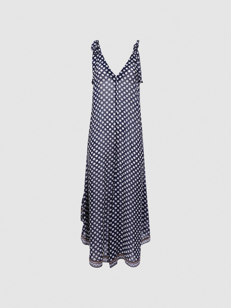 Reiss Navy/White Tilly Polka Dot Wide-Leg Jumpsuit - Image 2 of 5
