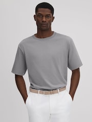 Reiss Porcelain Blue Tate Oversized Garment Dye T-Shirt - Image 1 of 5