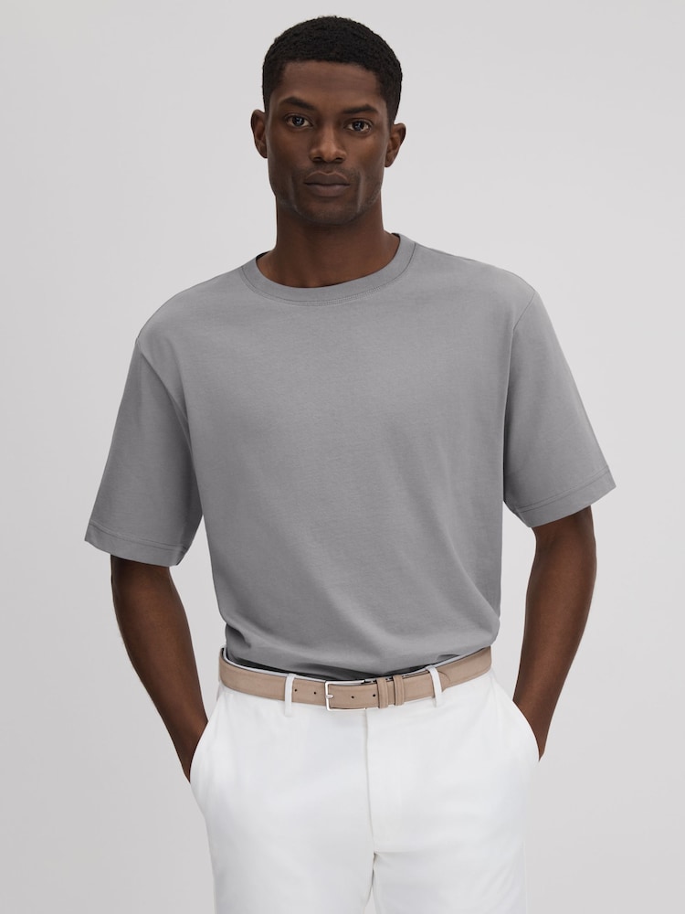 Reiss Porcelain Blue Tate Oversized Garment Dye T-Shirt - Image 1 of 5