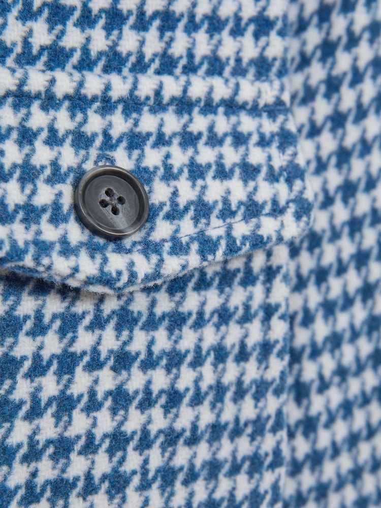 Reiss Blue/White Zack 9-14 yrs Brushed Houndstooth Overshirt - Image 5 of 5