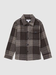 Reiss Oatmeal Mack Brushed Checked Overshirt - Image 2 of 5