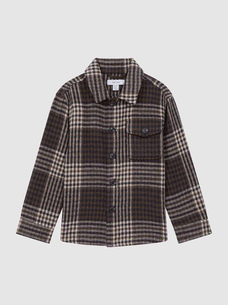 Reiss Oatmeal Mack Brushed Checked Overshirt - Image 2 of 5