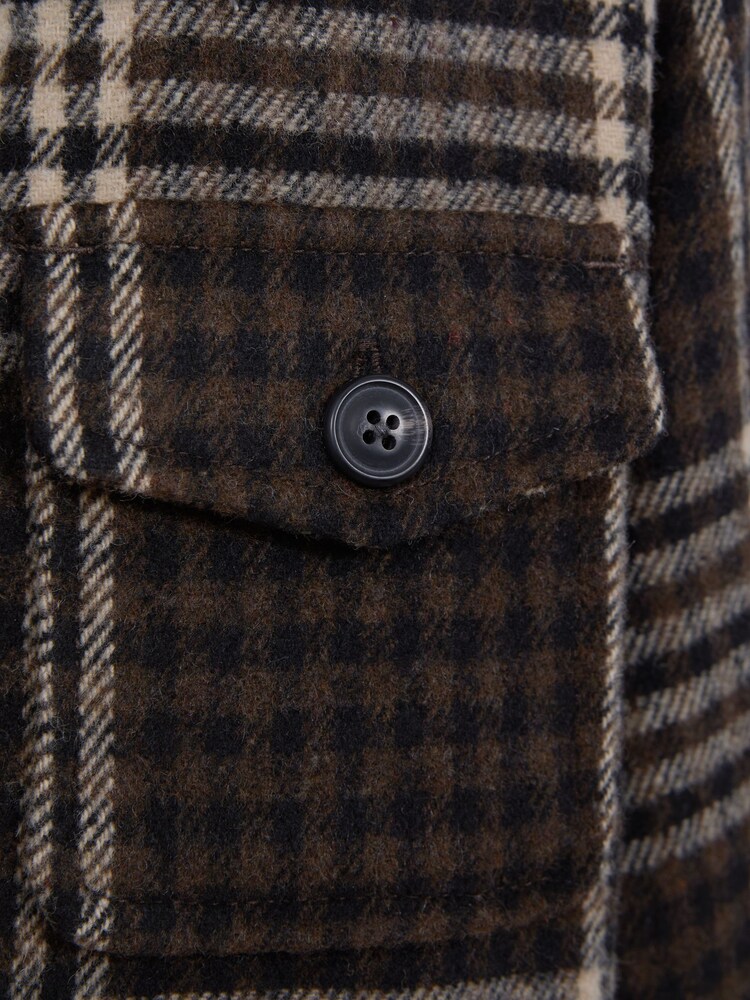 Reiss Oatmeal Mack Brushed Checked Overshirt - Image 5 of 5