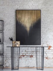 Libra Black Golden Rain Foiled Framed Canvas - Image 1 of 4