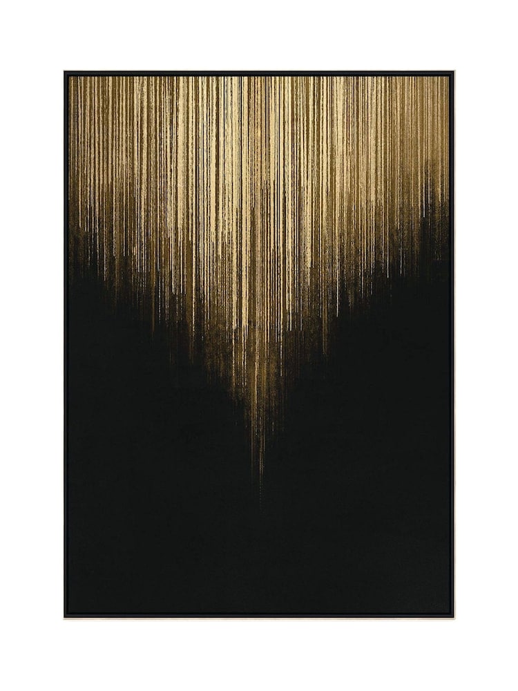 Libra Black Golden Rain Foiled Framed Canvas - Image 2 of 4