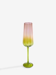 Rockett St George Green/Blush Pink Deco Flower Glass Set of 2 Champagne Flute Glasses - Image 2 of 2