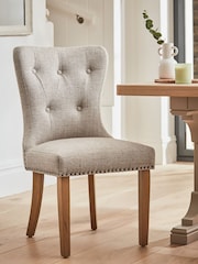 Set of 2 Chunky Weave Mid Natural Blair Light Wood Leg Button Dining Chairs - Image 2 of 9