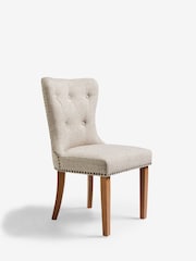 Set of 2 Chunky Weave Mid Natural Blair Light Wood Leg Button Dining Chairs - Image 6 of 9