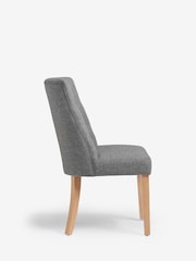 Set of 2 Chunky Weave Mid Grey Wolton Light Wood Leg Collection Luxe Button Dining Chairs - Image 5 of 8