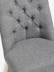Set of 2 Chunky Weave Mid Grey Wolton Light Wood Leg Collection Luxe Button Dining Chairs - Image 7 of 8