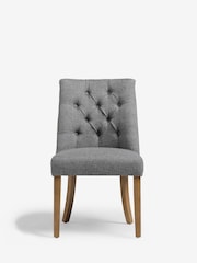 Set of 2 Chunky Weave Mid Grey Wolton Light Wood Leg Collection Luxe Button Dining Chairs - Image 8 of 8