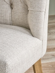 Set of 2 Chunky Weave Mid Natural Wolton Light Wood Leg Collection Luxe Button Dining Chairs - Image 2 of 9