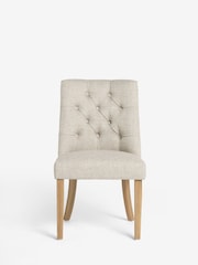 Set of 2 Chunky Weave Mid Natural Wolton Light Wood Leg Collection Luxe Button Dining Chairs - Image 5 of 9