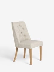 Set of 2 Chunky Weave Mid Natural Wolton Light Wood Leg Collection Luxe Button Dining Chairs - Image 8 of 9