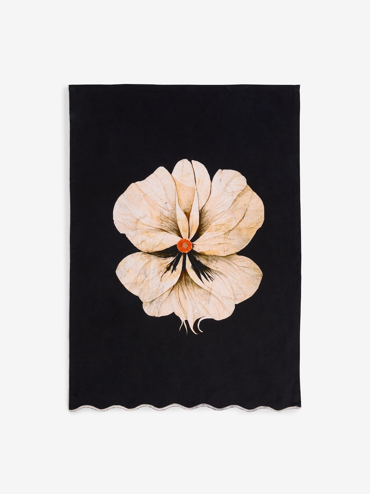 Rockett St George Set of 2 Black Floral 100% Cotton Tea Towels - Image 3 of 3