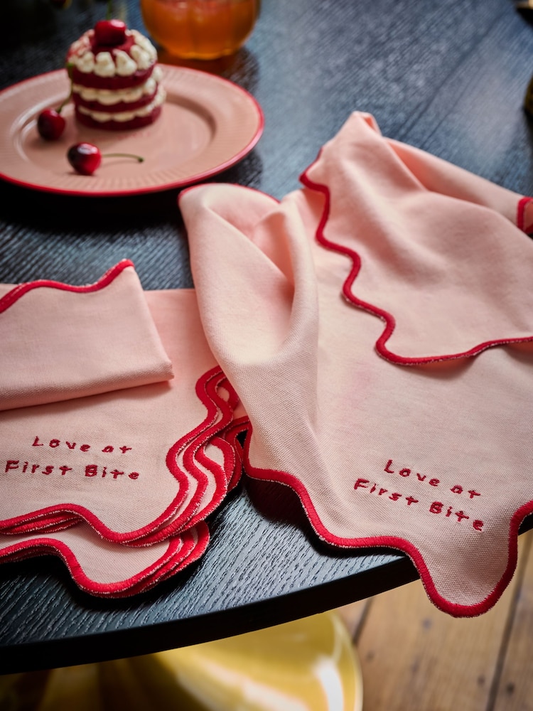 Rockett St George Pink First Bite 100% Cotton Napkins Set Of 4 - Image 1 of 2