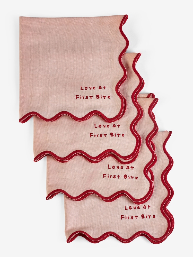 Rockett St George Pink First Bite 100% Cotton Napkins Set Of 4 - Image 2 of 2 Rockett St George Pink First Bite 100% Cotton Napkins Set Of 4 - Image 2 of 2
