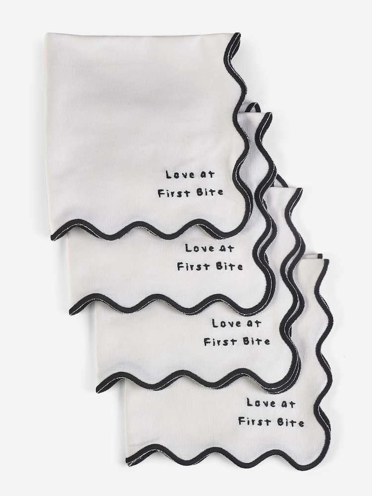 Rockett St George Black/White First Bite 100% Cotton Napkins Set Of 4 - Image 2 of 2