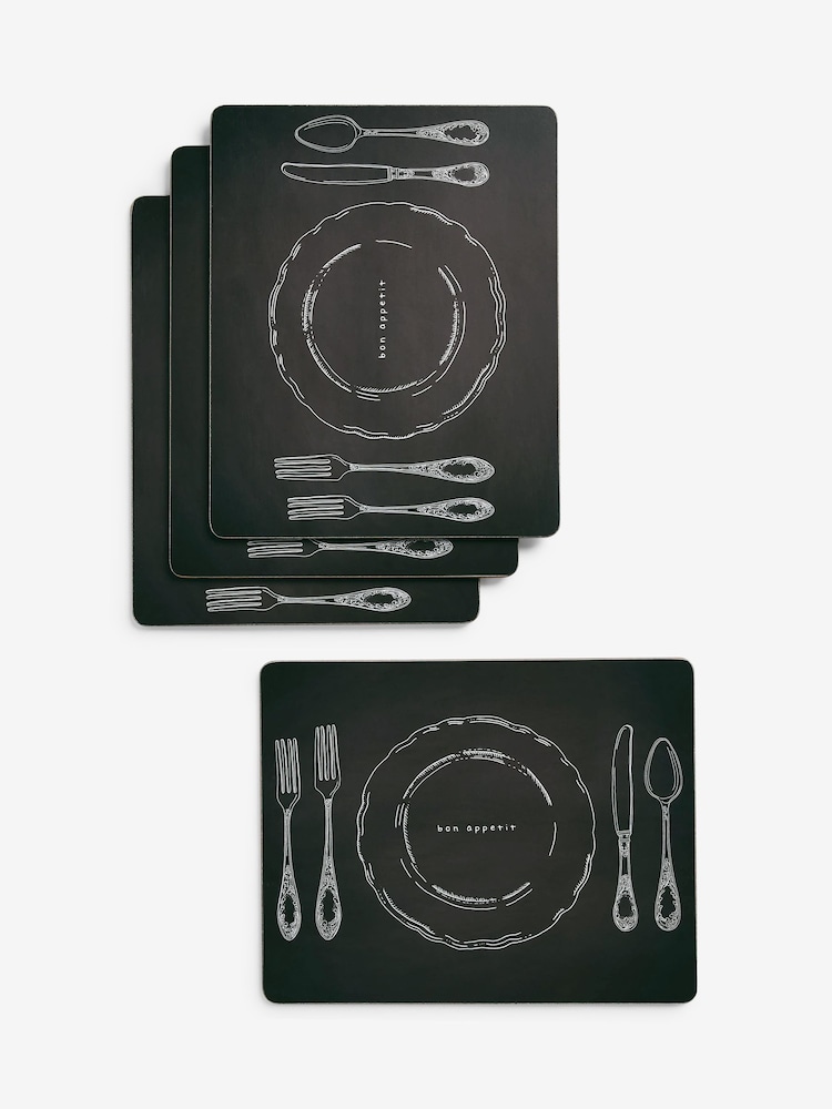 Rockett St George Set of 4 Black Vintage Place Setting Placemats - Image 2 of 2