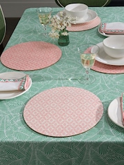 Nina Campbell Set of 4 Coral Pink Cork backed Placemats - Image 1 of 3