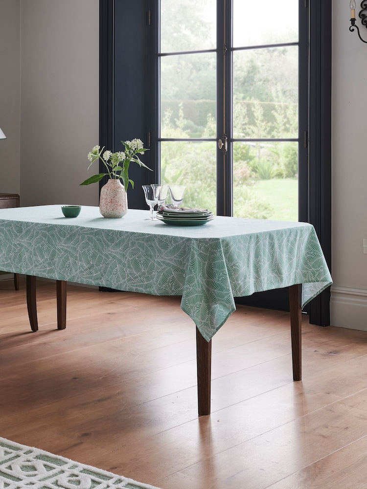 Nina Campbell Green Wipe Clean Table Cloth - Image 1 of 3