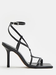 River Island Black Asymmetrical Barely There Sandals - Image 1 of 4