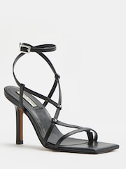 River Island Black Asymmetrical Barely There Sandals - Image 2 of 4