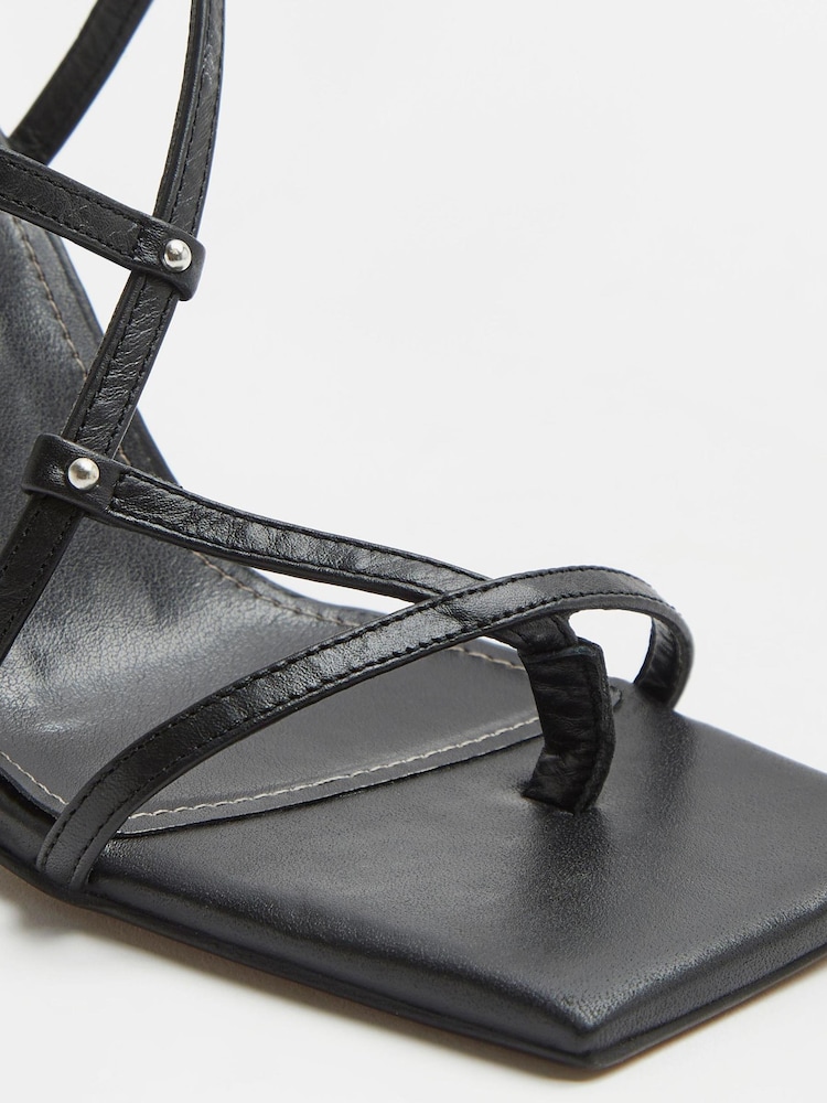 River Island Black Asymmetrical Barely There Sandals - Image 4 of 4