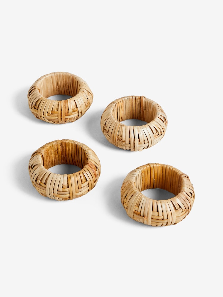 Nina Campbell 4 Pack Natural Rattan Napkin Rings - Image 2 of 2