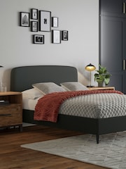 Grey Charcoal Simple Contemporary Matson Upholstered Bed Frame - Image 1 of 6