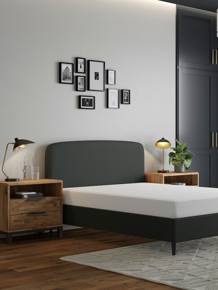 Grey Charcoal Simple Contemporary Matson Upholstered Bed Frame - Image 2 of 6