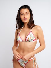 Banana Moon Ecru Cream Nuco Palmrose Floral Print Bikini Top - Image 1 of 6