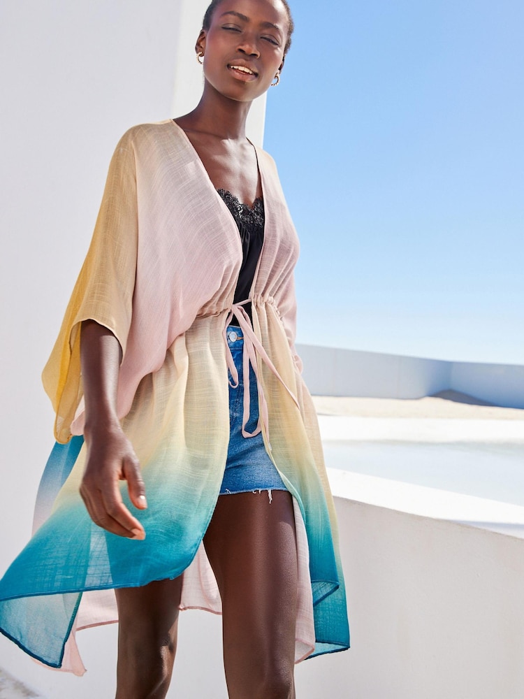 Ombre Longline Tie Waist Cover-Up - Image 1 of 6