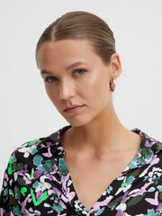 ICHI Black Printed Floral Blouse - Image 3 of 7